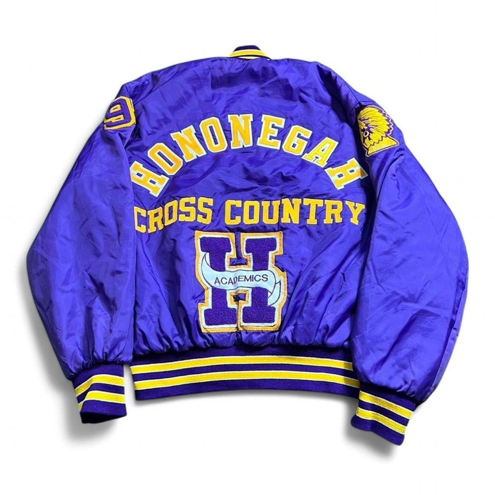 Holloway Purple and Yellow Puffer Jacket with School Emblem